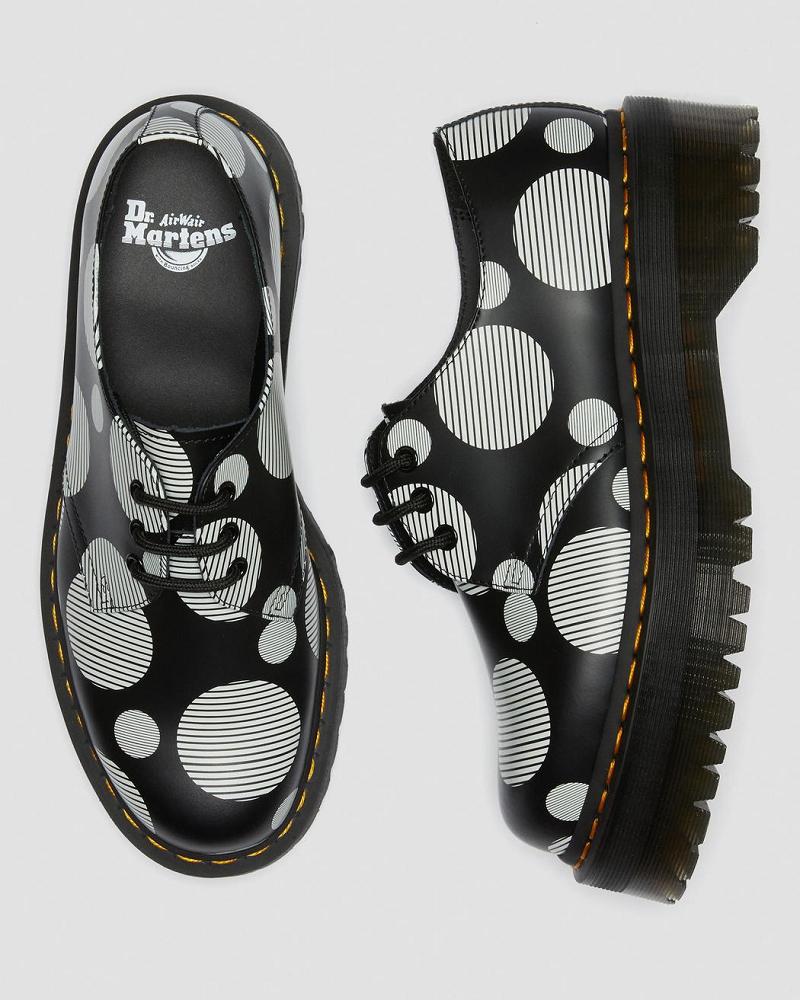 Black Men's Dr Martens 1461 Polka Dot Smooth Leather Platform Shoes | CA 621HAP